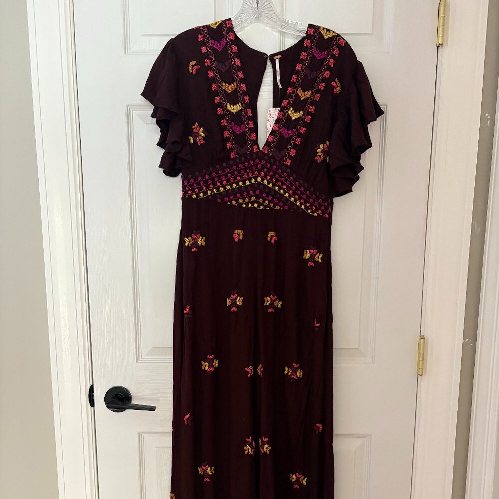 Free People Cleo Embroidered Jumpsuit Size 4